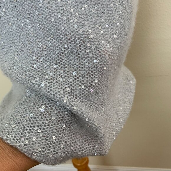 ATM Womens Sequin Crew Neck Knit Sweater Vest SMALL Gray Fog Alpaca Wool Blend - Picture 5 of 10